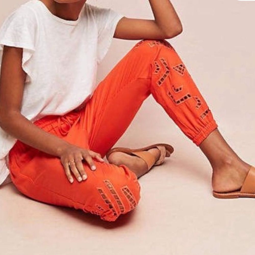 NWT Anthropologie x Dolan Red Joggers with Crochet Trim XS